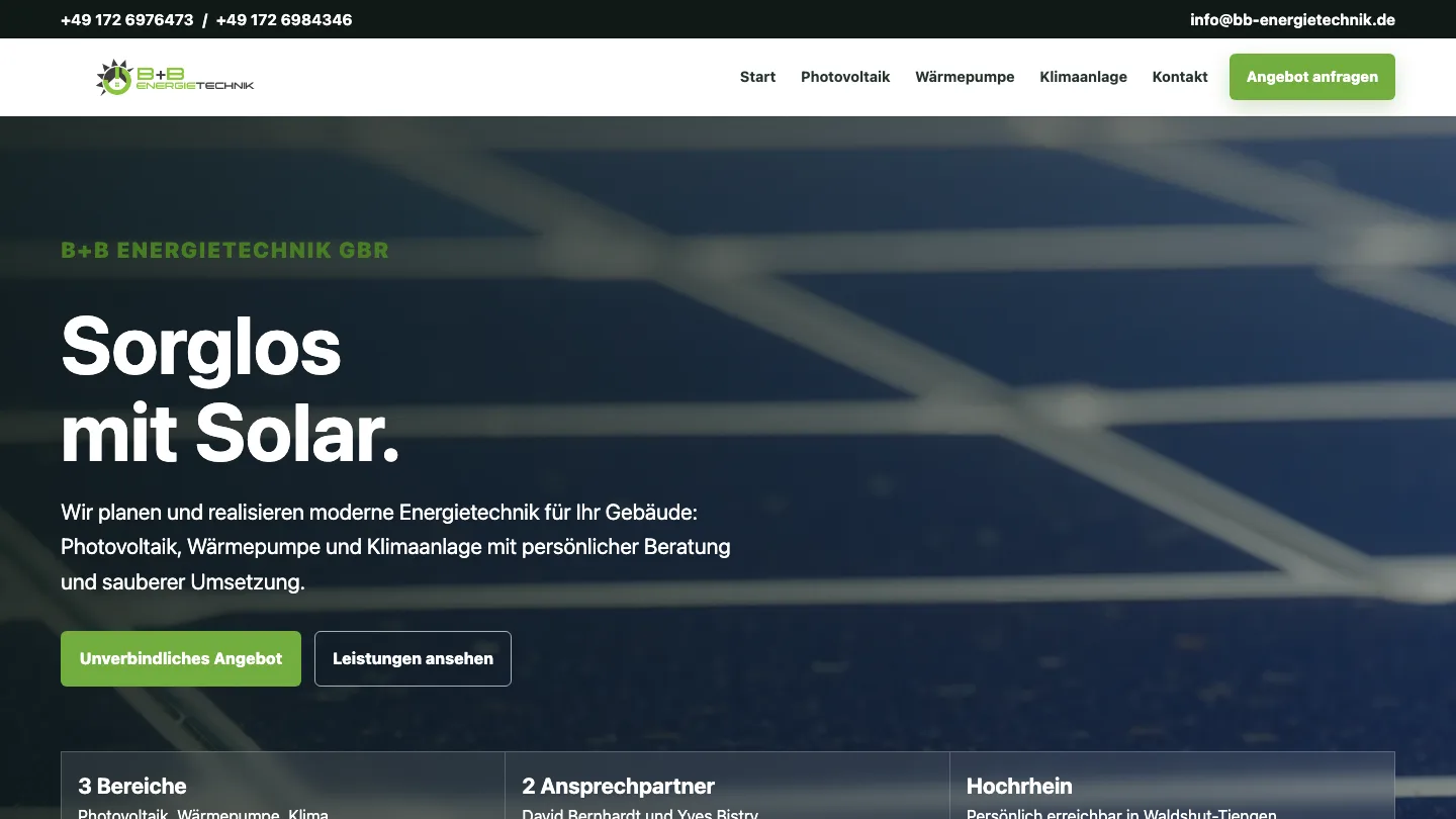 Website B+B Energietechnik