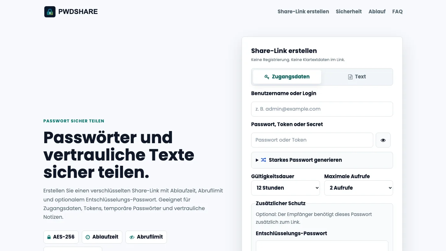 PWDSHARE Web-App