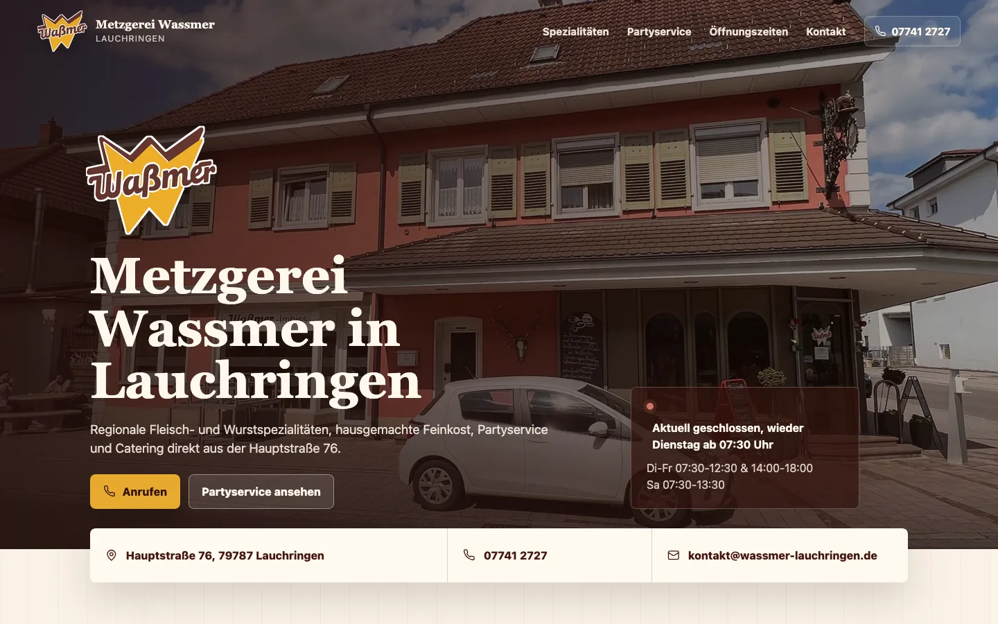 Website Metzgerei Wassmer Lauchringen